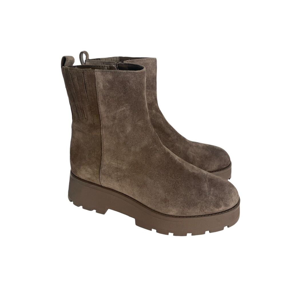 Vince Camuto Neframes Dark Taupe Leather Chelsea Boot Round Toe Size 8 M NWOB - Picture 2 of 10